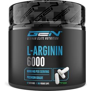 GEN GERMAN ELITE NUTRITION L-Arginin - 380 capsule vegane - 6000 mg di L-arginina HCL per porzione giornaliera con 4980 mg di arginina pura - Amminoacido ad alto dosaggio di origine vegetale