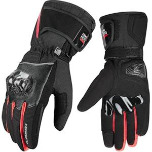 KEMIMOTO Guanti Moto Invernali con Touchscreen, Termici Guanti Moto Impermeabili e Antivento Adatti da 0°C a 5°C, Resistenti all'Usura con Guscio in Fibra di Carbonio per Motociclismo e Sci