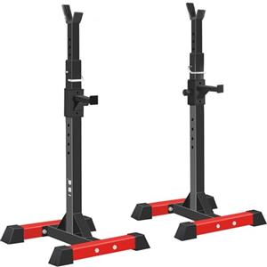 ISE Supporto Bilanciere/Rack da Squat, Rack Bilanciere Regolabile, Rack Squat con Barre di Supporto, Squat Rack Altezza Regolabile 104-175CM, Porta Bilanciere Stabile& Rack Palestra Robusto, Nero