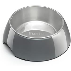 lionto Ciotola in melamina con base antiscivolo, Ciotola rimovibile da 210 ml in acciaio inox robusto e inodore, facile da pulire, design ergonomico, per cani e gatti, grigio
