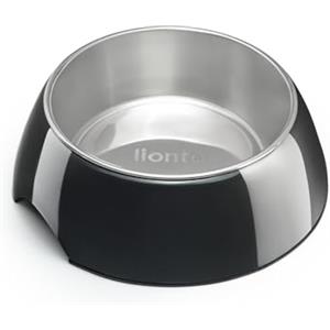 lionto Ciotola in melamina con base antiscivolo, Ciotola rimovibile da 420 ml in acciaio inox robusto e inodore, facile da pulire, design ergonomico, per cani e gatti, nero