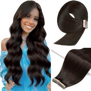 YDDM Extension Capelli Veri Biadesivo 20pcs 35cm 40g Nero Naturale extension biadesive capelli veri Tape In Extension Capelli Veri Extension Adesive Capelli Veri(14inch,1B#)