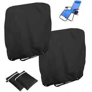 Omtofo 2 Pezzi Copertura per sedie Pieghevoli per Esterni, Oxford Copertura per Sedia a Sdraio, Anti-UV, Antivento, Impermeabile, Per Sedia a Sdraio, Mobili Da Giardino, W96 x H85 cm, Nero