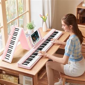 TERENCE Pianoforte Digitale 88 Tasti Rosa,Tastiera Pianoforte con Semi-Ponderato,con Registrazione e Supporto Bluetooth，con Pedale e Altoparlante a 4 Unità, Scelta Preferita per Principianti,rosa