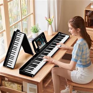 TERENCE Pianoforte Digitale 88 Tasti Rosa,Tastiera Pianoforte con Semi-Ponderato,con Registrazione e Supporto Bluetooth，con Pedale e Altoparlante a 4 Unità, Scelta Preferita per Principianti,nero