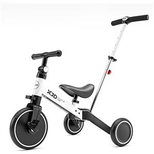 XJD 4 in 1 Triciclo per Bambini Con Putter Staccabile Bicicletta Equilibrio Adatto per età 1-3Anni (Bianco)