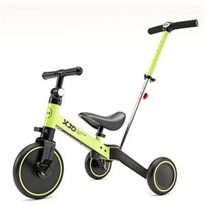 XJD 4 in 1 Triciclo per Bambini Con Putter Staccabile Bicicletta Equilibrio Adatto per età 1-3Anni (Verde)