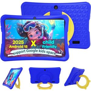 DigiLand Android 15 Tablet Bambini 10,1 Pollici,6GB RAM + 32GB ROM (espandibile), Controllo Parentale, App Bambini Preinstallate, Doppia Fotocamera, con Custodia Protettiva (Blu)