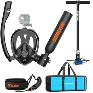 SMACO Mini Bombola Subacquea da 0,5L con Sub-Maschera, Fornisce Respiro Entro 16ft di Profondità per Immersioni in Acque Poco Profonde/fonte di gas di riserva