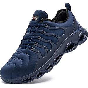LARNMERN Scarpe Antinfortunistiche Uomo Leggere Scarpe Antinfortunistica Comodo Moda con Punta in Acciaio Traspiranti Scarpe da Lavoro Ammortizzazione(Nero Grigio,43 EU)