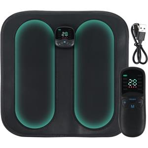 GDWD EMS, massaggiatore per piedi con telecomando, 10 modalità e 30 intensità, massaggiatore elettrico per piedi, tappetino portatile per massaggio intelligente per circolazione sanguigna e sollievo