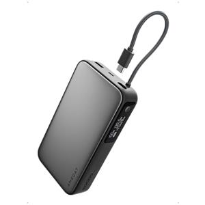 AMEGAT 100W Power Bank 20000 mAh, Batteria Portatile con Cavi Integrati USB-C, 130W Uscita doppia porta C, Batteria Esterna Ricarica Rapida Compatibile con PC Portatile, iPhone, Samsung Galaxy, Grigio