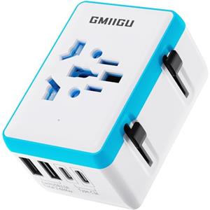 Gmiigu adattatore universale da viaggio, presa universale da viaggio 2USB-A, 2USB-C, adattatore presa Inglese Americana Italia Tedesca Giapponese Francese Australia Irlandese Cina