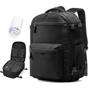 BOXSAM Zaino Sottovuoto Bagaglio a Mano Aereo Borsa con Sistema a Vuoto Airbag Viaggio Zaino Ryanair 40x30x25 Zaino Donna da Viaggio Sottovuoto con Pompa Impermeabile Uomo Valigia Sottovuoto. Nero