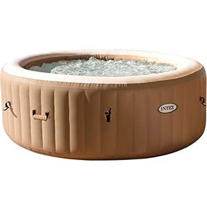 Intex 28476EX - PureSpa Vasca Idromassaggio Gonfiabile Bubble Massage con Telo Efficienza Energetica, 4 posti, 120 Getti, Riscaldatore, PVC, Beige, 196x71 cm