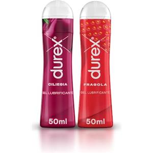 Durex Kit Durex gel Cherry & Strawberry 50ml, Lubrificante intimo aroma Ciliegia ed aroma Fragola, 100ml