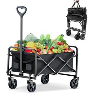 Rowce Carrello da Spiaggia Pieghevole carrello con ruote portatutto Trasporto Pieghevoli carrello da giardino per dall'aperto di Ogni Tipo Terreno Capacità di carico massima 120KG