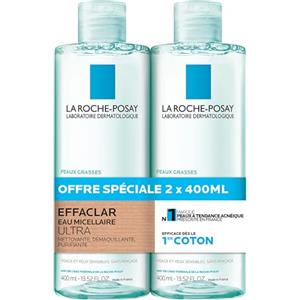 La Roche-Posay Effaclar Eau Micellaire Ultra Peaux Grasses - Confezione da 2 x 400 ml