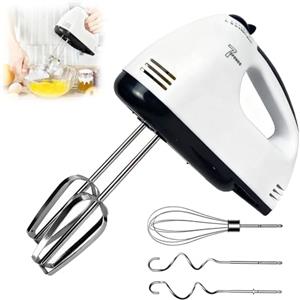 Pmueuff Fruste Elettriche, Sbattitore Elettrico con 7 Velocità, 1 Frusta, 2 Miscelatori, 2 Ganci per Pasta in Acciaio INOX Sbattitore Elettriche per Montare gli Albumi,Preparare Torte,Impasti e Burro