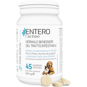 Zoological Probiotici per Cani e Gatti, 45 Compresse Appetibili, Fermenti Lattici per la Flora Intestinale con Prebiotici e Vitamina B, Rafforza il Sistema Immunitario, normalizza le Feci