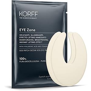 Korff Eye Zone SOS Patch Occhi Idratanti, Illuminanti, Cerotti Occhi Azione Anti-Age con Acido Ialuronico e Vitamina PP, 4 Patch, 10 ml