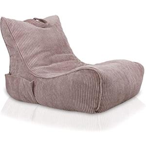 Ecopuf Flavio Chaise Longue Salotto Pouf Velluto - Pouf Morbido Sacco con Tasca e Maniglia, Imbottito - Poltrona Relax - Pouf a Sacco - Arredamento Casa - Rosa Cipria Sz61