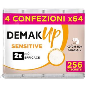 Demak'up Sensitive dischetti struccanti in cotone, Maxi Formato 4 confezioni da 64 dischetti, 256 dischetti totali