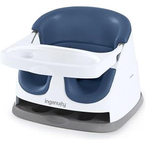 Ingenuity Baby Base 2-in-1 Rialzo da Sedia e Seggiolino per alimentazione e pavimento con vassoio autoportante - Night Sky