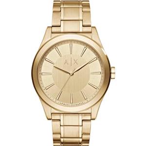 Armani Exchange Orologio per uomo, Movimento al quarzo a tre lancette e cassa da 44 mm con cinturino in acciaio, Oro chiaro