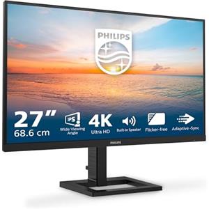 Philips 27E1N1800AE - Monitor Ultra HD da 27 pollici, altoparlanti, altezza regolabile, HDR10 (3840x2160, 60 Hz, HDMI 2.0, DisplayPort 1.4) nero, 2023, altoparlante integrato