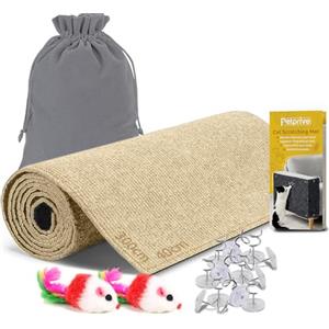 Petprive Tappeto Tiragraffi per Gatti Grandi e Piccolo 300x40cm XL Autoadesivo, Marrone, Protezione Divano e Mobili con Giocattolo - Tiragraffi Per Gatti Adulti Xxl - Protezione Divano Graffi