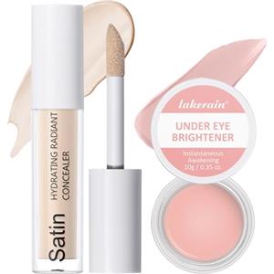 Henjunu 2 Pcs Under Eye Brightener Correttore Occhiaie(10g)+Liquido(6ml), Idratante, Coprente, Illuminante Occhi, Correttore per il Viso, Naturale