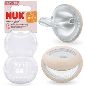 NUK Ciuccio MommyFeel | per una relazione intatta di allattamento | silicone senza BPA | 0-9 mesi | 2 pezzi | grigio e beige