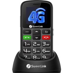 SweetLink 4G Telefono Cellulare per Anziani con Tasti Grandi, Senior Telefoni per Persone Anziane, Base di Ricarica, Funzione SOS, Chiamata Rapida, Volume Alto, Dual Nano SIM, Nero