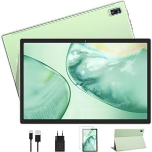 DEERTiME Tablet 10 Pollici Android Tablets, 12GB+128GB(TF 2TB), 5G+2.4G WiFi, 8000mAh, Octa-Core 2.0 GHz, 5+8MP, BT5.0, 1280*800 FHD, Type-c, MicroSD, Controllo Parentale,Tablet con Custodia - Verde