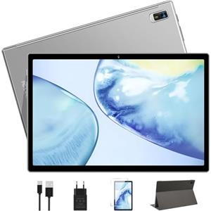DEERTiME Tablet 10 Pollici Android Tablets, 12GB+128GB(TF 2TB), 5G+2.4G WiFi, 8000mAh, Octa-Core 2.0 GHz, 5+8MP, BT5.0, 1280*800 FHD, Type-c, MicroSD, Controllo Parentale,Tablet con Custodia - Grigio