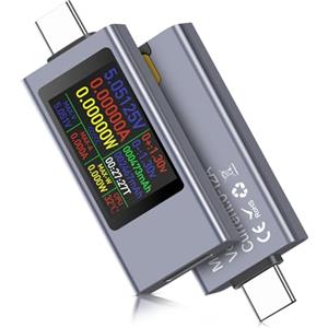 Rubessia 360W Tester USB C Multimetro Digitale, 4-30V 0-12A Misuratore di Corrente, Misuratore di Corrente e Nisuratore di Potenza, Tipo-C Voltmetro Volt Amperometro(Display a Colori)