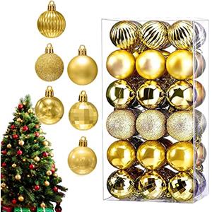 FANNITE Palline di Natale dorate, 36 palline per albero di Natale,palline albero di natale Decorazioni Natalizie Dorate, palline di plastica per ornamento dell'albero di Natale(4 cm) (Oro)