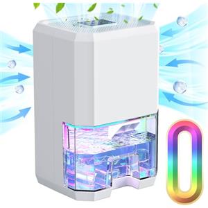 MaidellAir 1200 ml, deumidificatore silenzioso con spegnimento automatico, timer 6-8-10 ore, modalità sonno, luce notturna a 7 colori, portatile, per bagno, camera da letto (500 ml/24 H)
