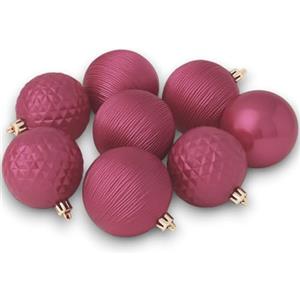 KORAT Set Palline di Natale KORAT in Plastica Infrangibile - 3 Misure (6cm, 8cm, 10cm) - Colori Rosso, Oro, Argento, Bianco, Verde, Rosa Antico - Decorazioni per Albero Natalizio (12, Rosa Antico, 8 Cm)