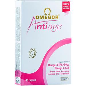 OMEGOR Antiage - Integratore Antiossidante con Omega-3 e Omega-6 - 60 Capsule per il Benessere della Pelle