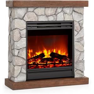 Klarstein Deko Kamin mit LED-Flammen, Elektro Kamin mit Heizung, 1800W Elektrischer Kamin, Sparsamer Kamin Elektrisch, Wandkamin mit Fernbedienung & Timer, Elektrische Kamine mit Poystone-Gehäuse