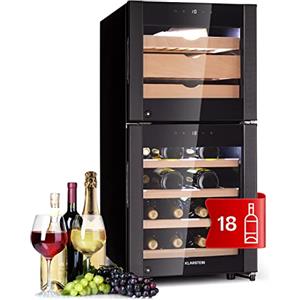 Klarstein Cantinetta Vino per Formaggi, Cantinetta Frigo Refrigerata con Vetrina, Frigo Bar con Display Digitale LED, Cantina Vino e Formaggi con Porta in Vetro, Controllo Temperatura, Igrometro 89L