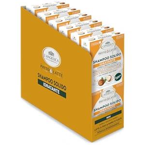 L'Angelica, Shampoo Solido Phytolatte Idratante, Shampoo Naturale Con Riso e Burro di Karitè, Shampoo Capelli Secchi, Idrata e Dona Lucentezza ai Capelli, 12 Confezioni da 60g