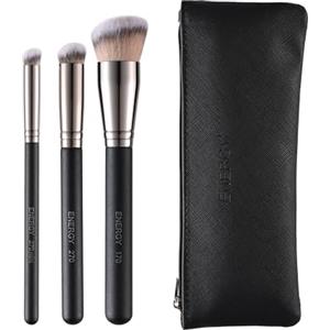 ENERGY Set di Pennelli Angolati 3 in 1 per Fondotinta con Punte Piatte, Pennello per Correttore, Pennello da Viaggio per Trucco Liquido, Crema, Polvere