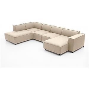 Atlantic Home Collection Bulky - Divano angolare Récamière Links, tessuto crema, 195 x 324 x 70 cm