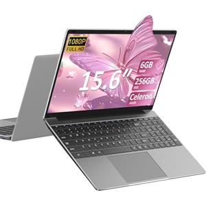 bvate Pc Portatile 15.6 Pollici Celeron J4105 Upto 2,8 GHz Win11 Pro Laptop 6GB RAM 256GB SSD TF 1TB LPDDR4 5G WiFi 1920*1080 FHD USB 3.0 Widevine L1 Computer Portatile Con il Topo Film Italiano - Grigio-W6