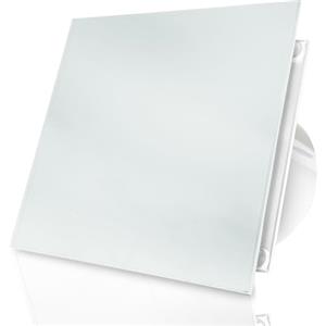 DOSPEL VERONI GLASS Ventilatore da Bagno 100mm Bianco con Timer - Aspiratore a Parete Ultra Silenzioso con Sensore di Umidità, Ventilatore ad alta Efficienza Energetica per Bagno e WC, 230V