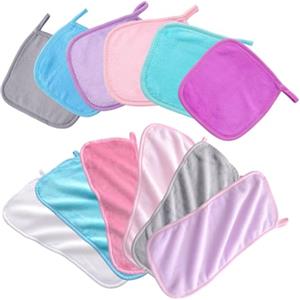 Rbleote 12 Pezzi Panni Struccanti Viso Lavabili in Microfibra, Asciugamano Microfibra per Pulizia Viso 18 * 40cm +16 * 16cm, Quadrati Riutilizzabili, Salviette Struccanti per Detergere Delicatamente