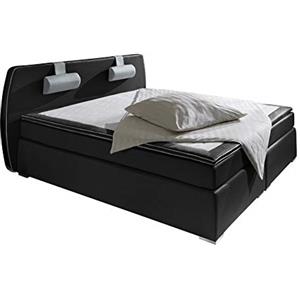Atlantic Home Collection Letto a molle REX, 180 x 200 cm, con topper (durezza H2) e cuscino cervicale, nero
